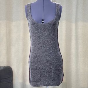 Grey Wool fitted tunic with pink detailing
